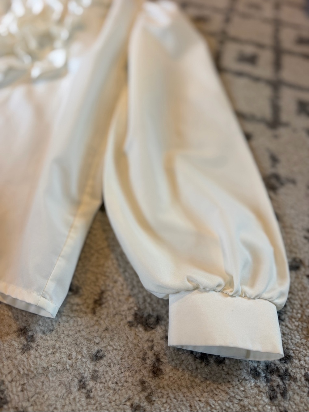 Women's Cream Ruffle-Front Button Blouse - Picture 3 of 10
